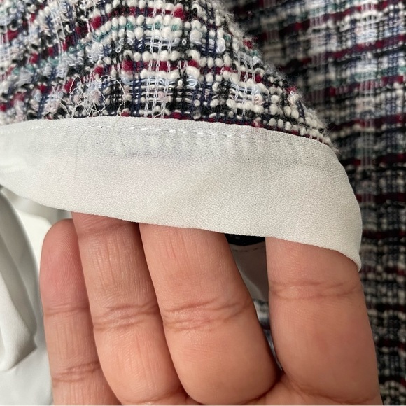 Misia woman’s faux 2 in one tweed blouse top M petter pan collar preppy feminine - Picture 5 of 13